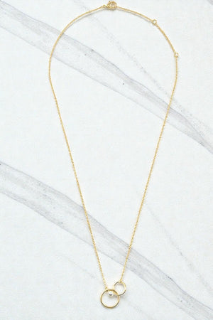 PEARL ACCENT DOUBLE RING PENDANT NECKLACE