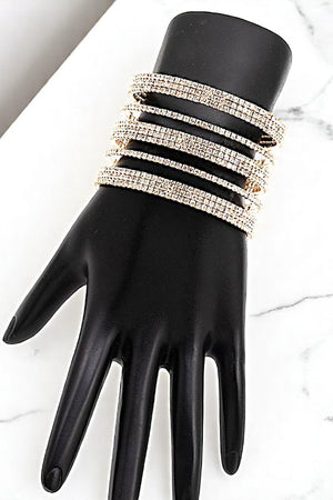 MULTI ROW RHINESTONE PAVE FLEX BRACELET