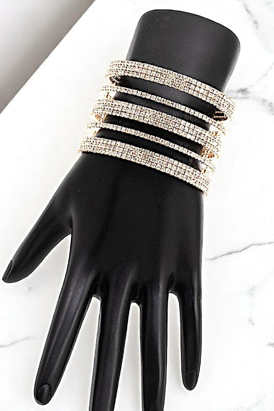 MULTI ROW RHINESTONE PAVE FLEX BRACELET
