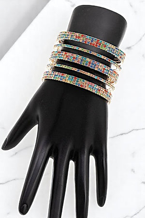 MULTI ROW RHINESTONE PAVE FLEX BRACELET