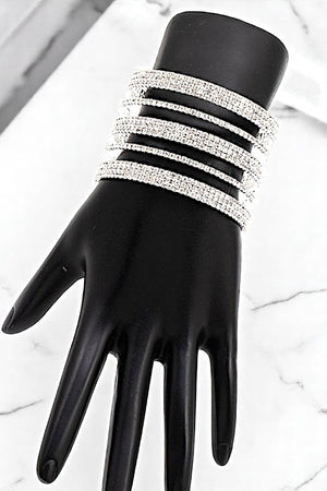 MULTI ROW RHINESTONE PAVE FLEX BRACELET
