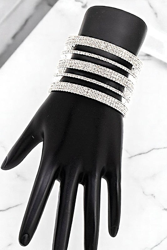 MULTI ROW RHINESTONE PAVE FLEX BRACELET