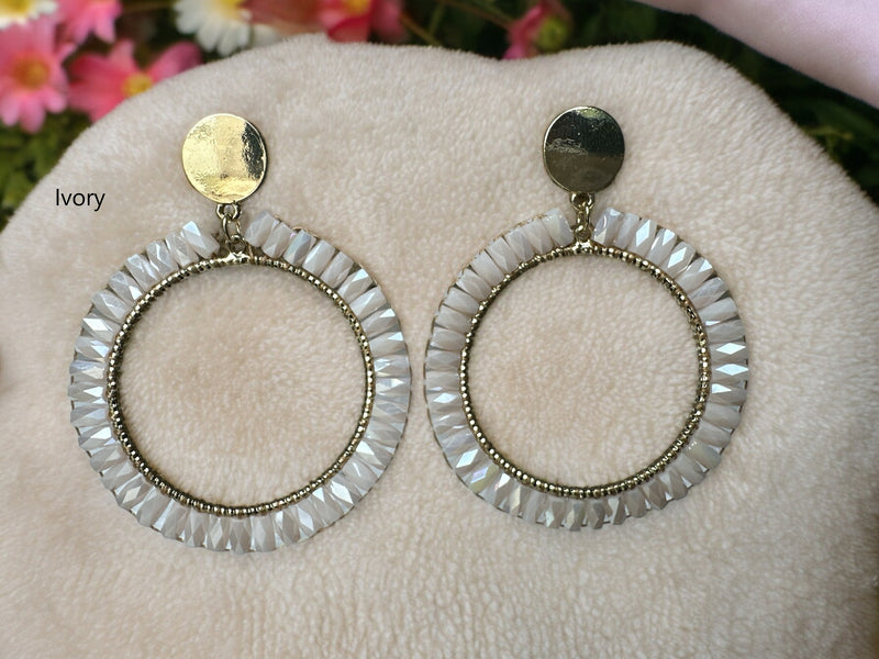 ROUND FACETED GLASS BEAD EARRING
