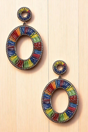 Multi Color Woven Drop Earring