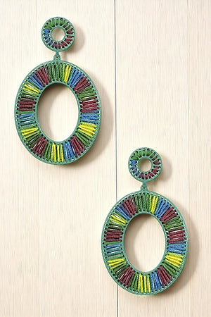 Multi Color Woven Drop Earring