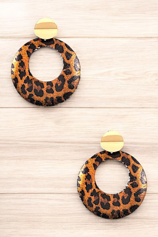 ANIMAL PRINT ROUND DROP EARRING