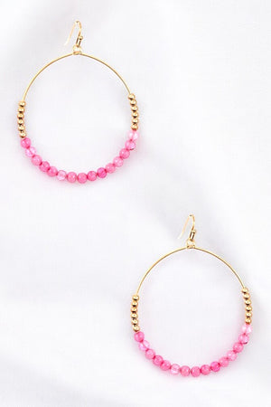 BEADED GEM HOOP DANGLE EARRING