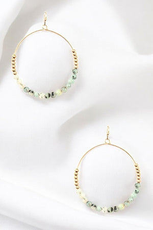 BEADED GEM HOOP DANGLE EARRING