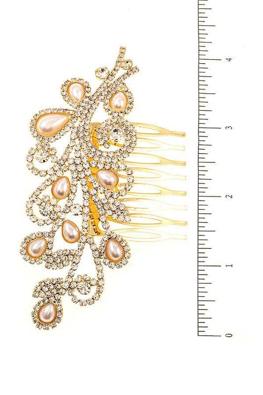 Pearl Rhinestone Pave Hair Comb