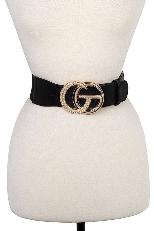 RHINESTONE ACCENT BUCKLE STRETCH BELT