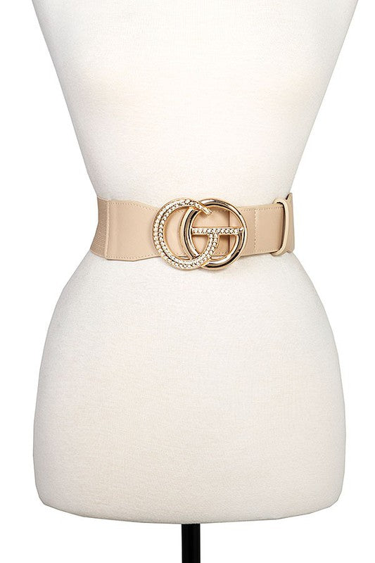 RHINESTONE ACCENT BUCKLE STRETCH BELT