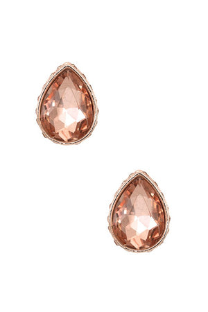 FACETED CRYSTAL GEM TEARDROP POST EARRING