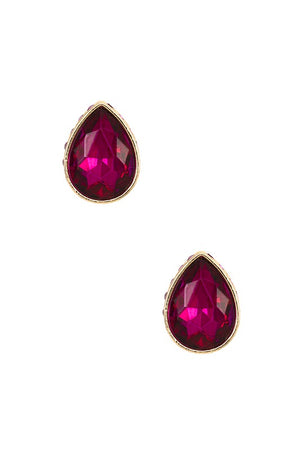 FACETED CRYSTAL GEM TEARDROP POST EARRING