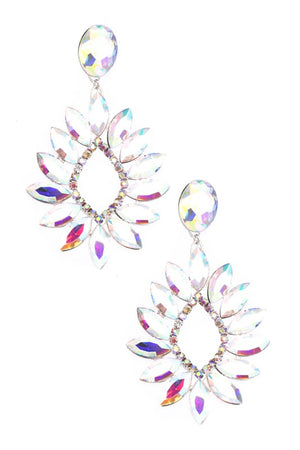 FACETED CRYSTAL FLORAL EARRING