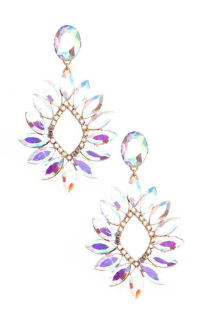 FACETED CRYSTAL FLORAL EARRING