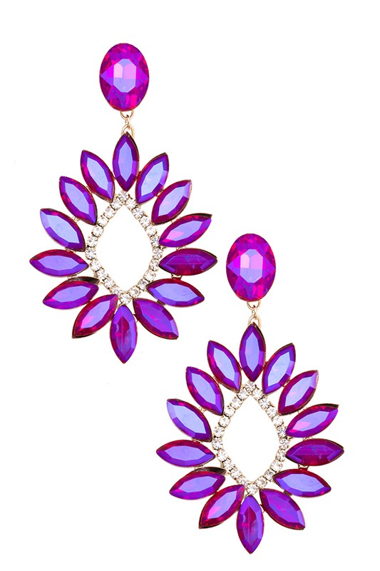 FACETED CRYSTAL FLORAL EARRING