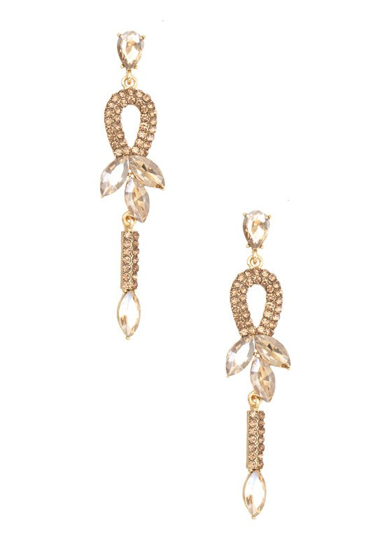 OBLONG CRYSTAL GEM PAVE EVENING EARRING