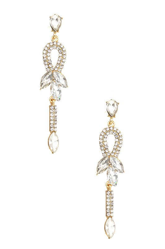 OBLONG CRYSTAL GEM PAVE EVENING EARRING