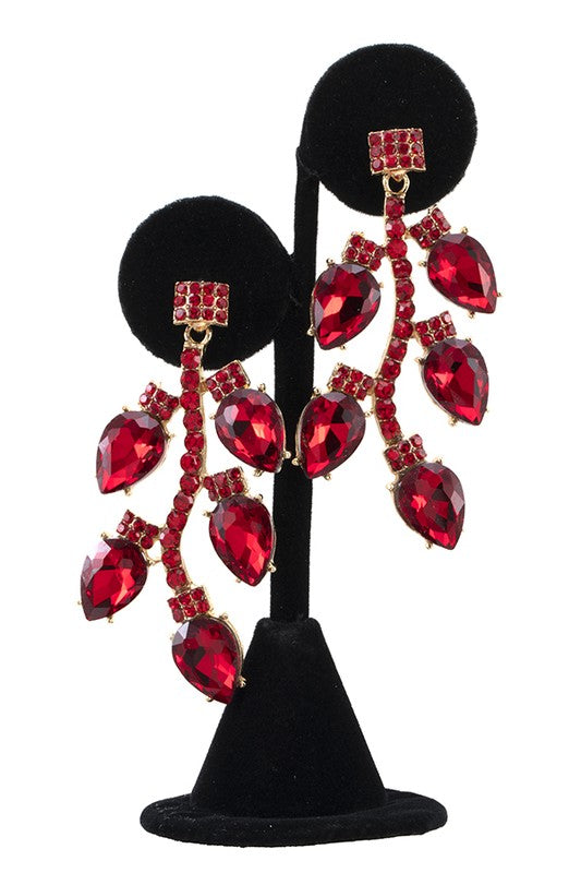 FACETED GEM VINE ACCENT EVENING EARRING