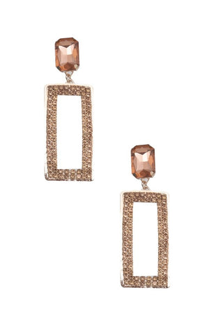 RECTANGLE RHINESTONE PAVE FRAMED EARRING