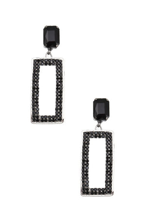 RECTANGLE RHINESTONE PAVE FRAMED EARRING