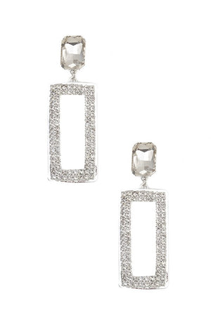 RECTANGLE RHINESTONE PAVE FRAMED EARRING