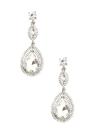 TRIPLE LINK TEARDROP GEM EARRING