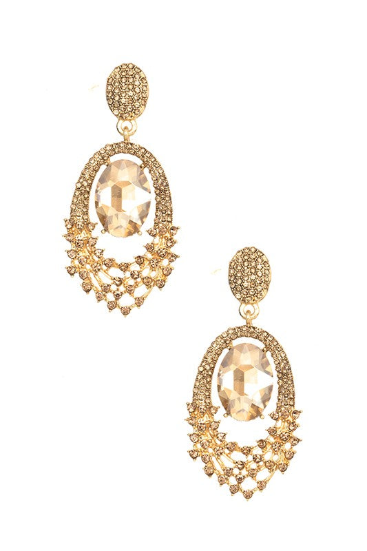 RHINESTONE CRYSTAL GEM EVENING EARRING