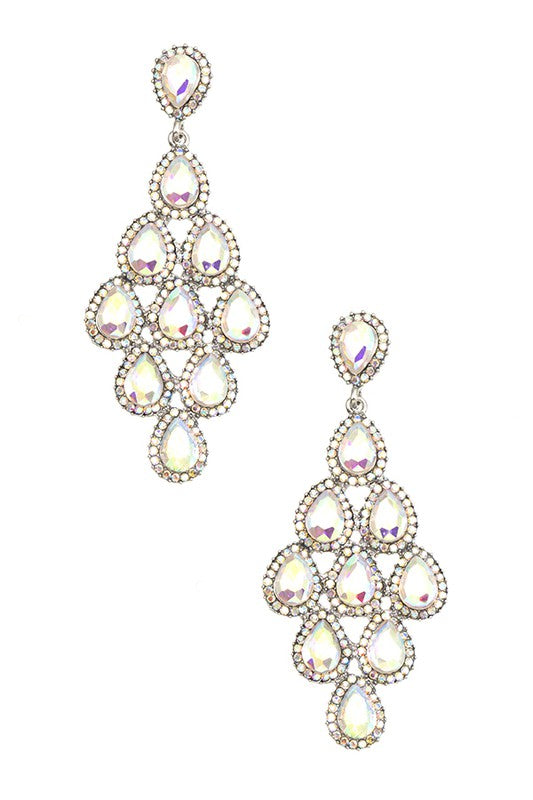 TEARDROP DIAMOND LINK CRYSTAL GEM EARRING