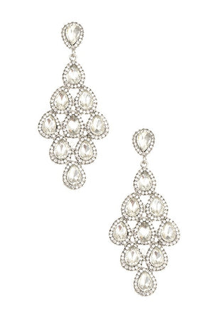 TEARDROP DIAMOND LINK CRYSTAL GEM EARRING