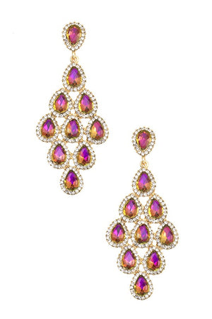 TEARDROP DIAMOND LINK CRYSTAL GEM EARRING