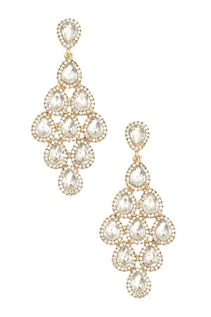 TEARDROP DIAMOND LINK CRYSTAL GEM EARRING