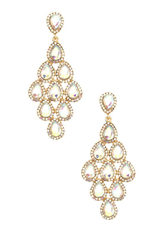 TEARDROP DIAMOND LINK CRYSTAL GEM EARRING