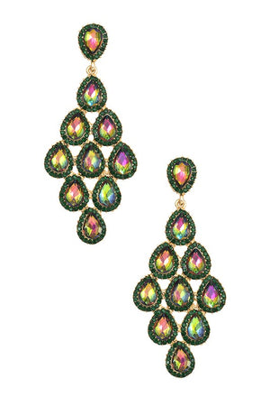 TEARDROP DIAMOND LINK CRYSTAL GEM EARRING