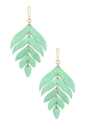 LEAF WOOD CUT OUT EARRING