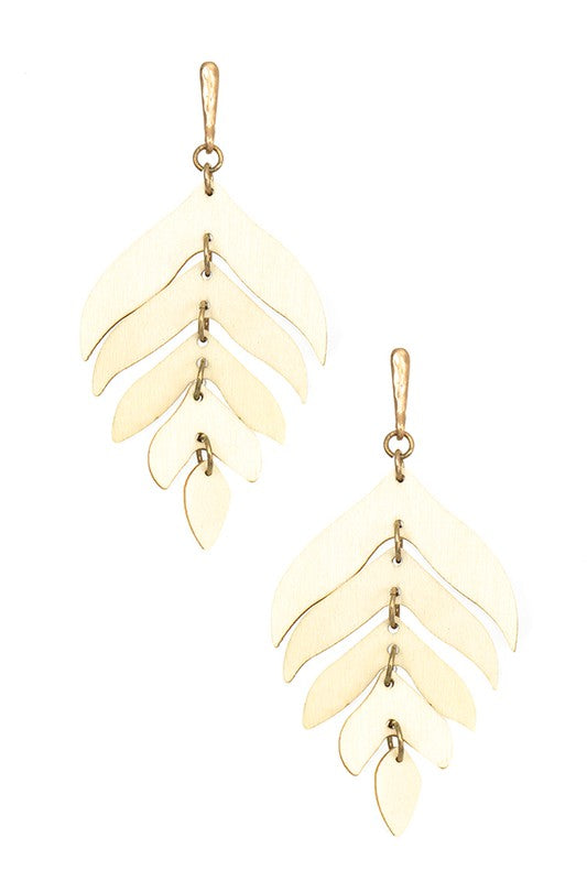 LEAF WOOD CUT OUT EARRING