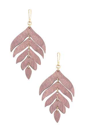 LEAF WOOD CUT OUT EARRING