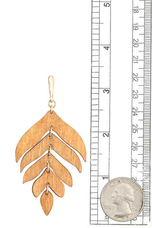 LEAF WOOD CUT OUT EARRING