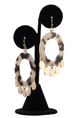 ROUND ACETATE TEARDROP DANGLE EARRING