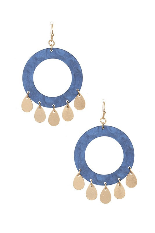 ROUND ACETATE TEARDROP DANGLE EARRING