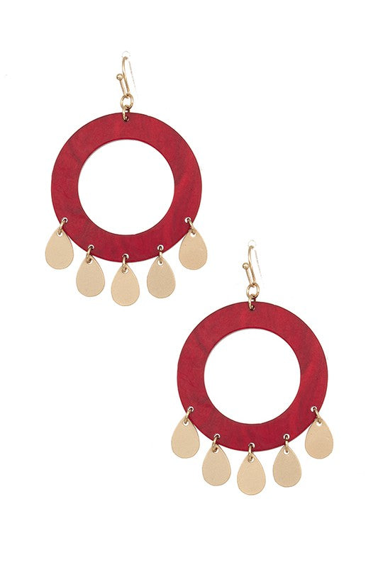 ROUND ACETATE TEARDROP DANGLE EARRING