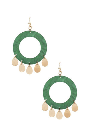 ROUND ACETATE TEARDROP DANGLE EARRING