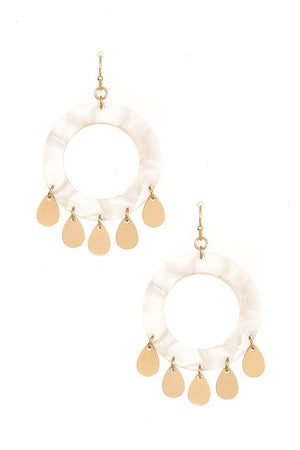 ROUND ACETATE TEARDROP DANGLE EARRING