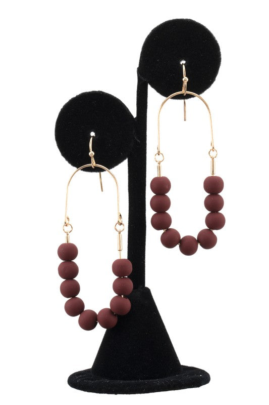 U SHAPE CLAY BEAD EARRING