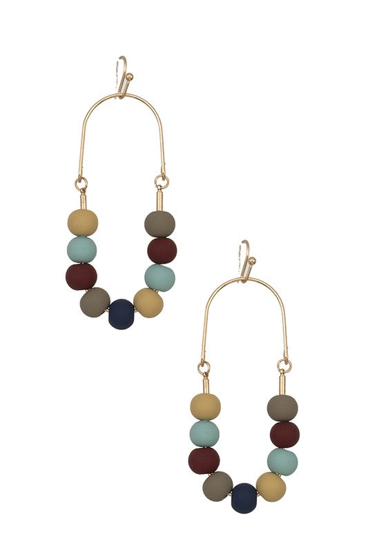 U SHAPE CLAY BEAD EARRING