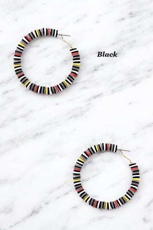 FLAT BEADED HOOP EARRING