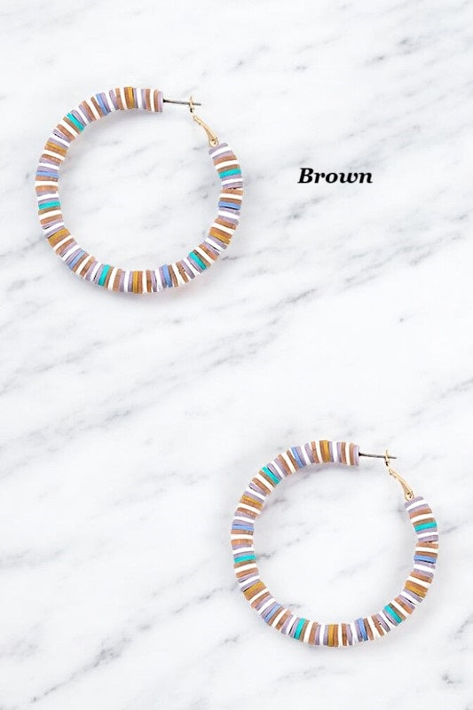 FLAT BEADED HOOP EARRING