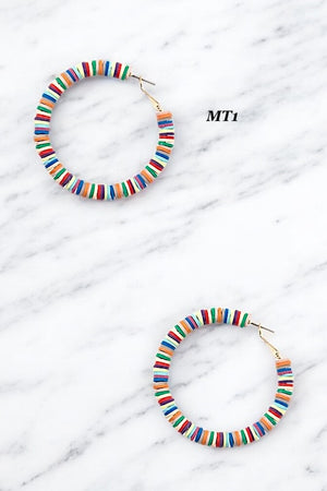 FLAT BEADED HOOP EARRING