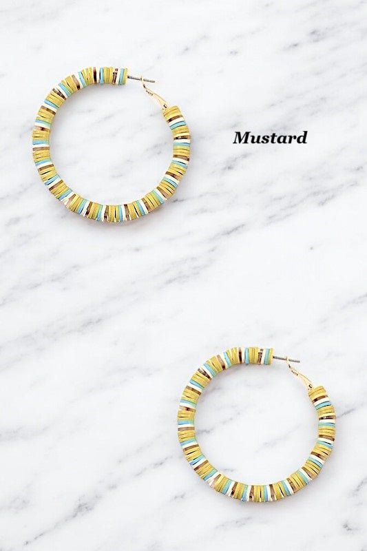 FLAT BEADED HOOP EARRING