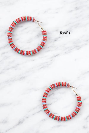 FLAT BEADED HOOP EARRING